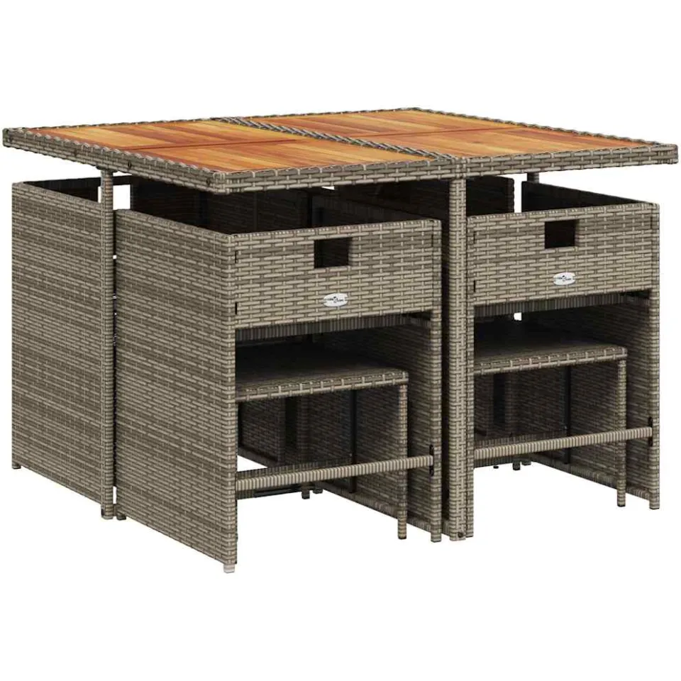 vidaXL 9-delige Tuinset met kussens poly rattan grijs, foto 4