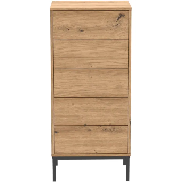 CaliCosy Hoge ladekast met 5 lades en metalen poten H100 cm - LENNY Houtlook
