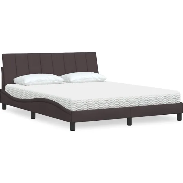 vidaXL Bed met matras "Hanko" stof donkerbruin 160x200 cm
