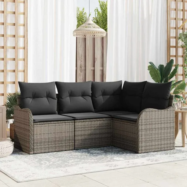 vidaXL Tuin Sofa Set 4 st Grijs poly rattan, foto 2