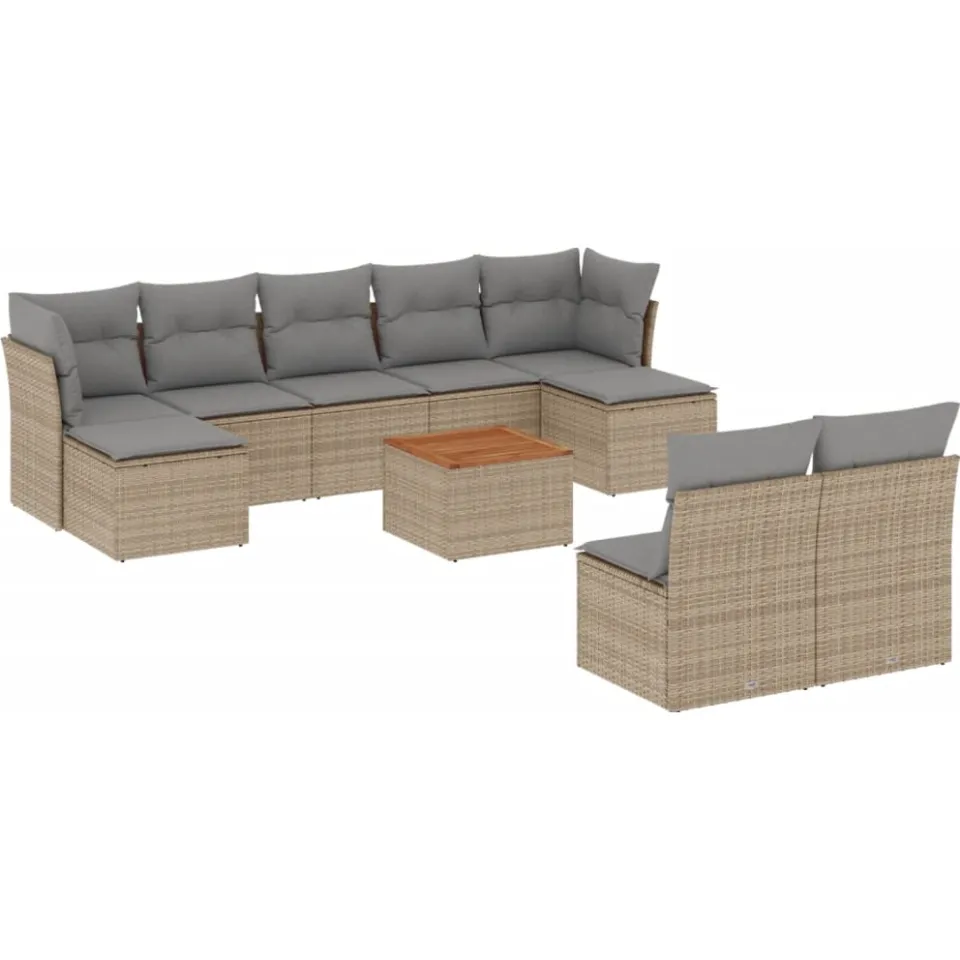 vidaXL Patio Sofa Set 10-zits Mix Beige and Light Grey