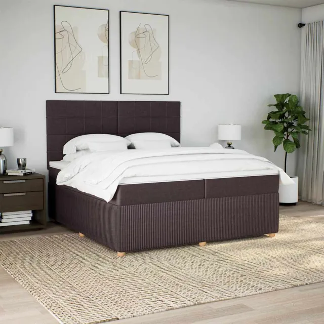 vidaXL Boxspring met matras stof donkerbruin 200x200 cm bruin