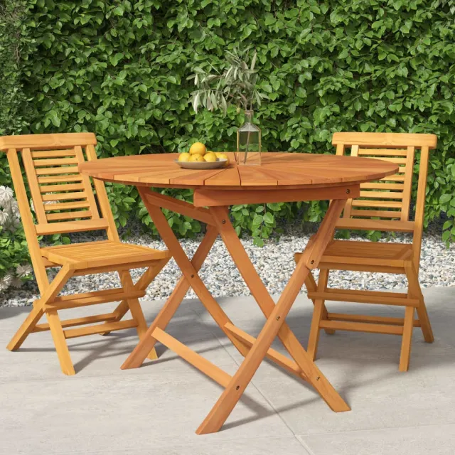 vidaXL Tuintafel inklapbaar Ø 85x75 cm massief teakhout Bruin