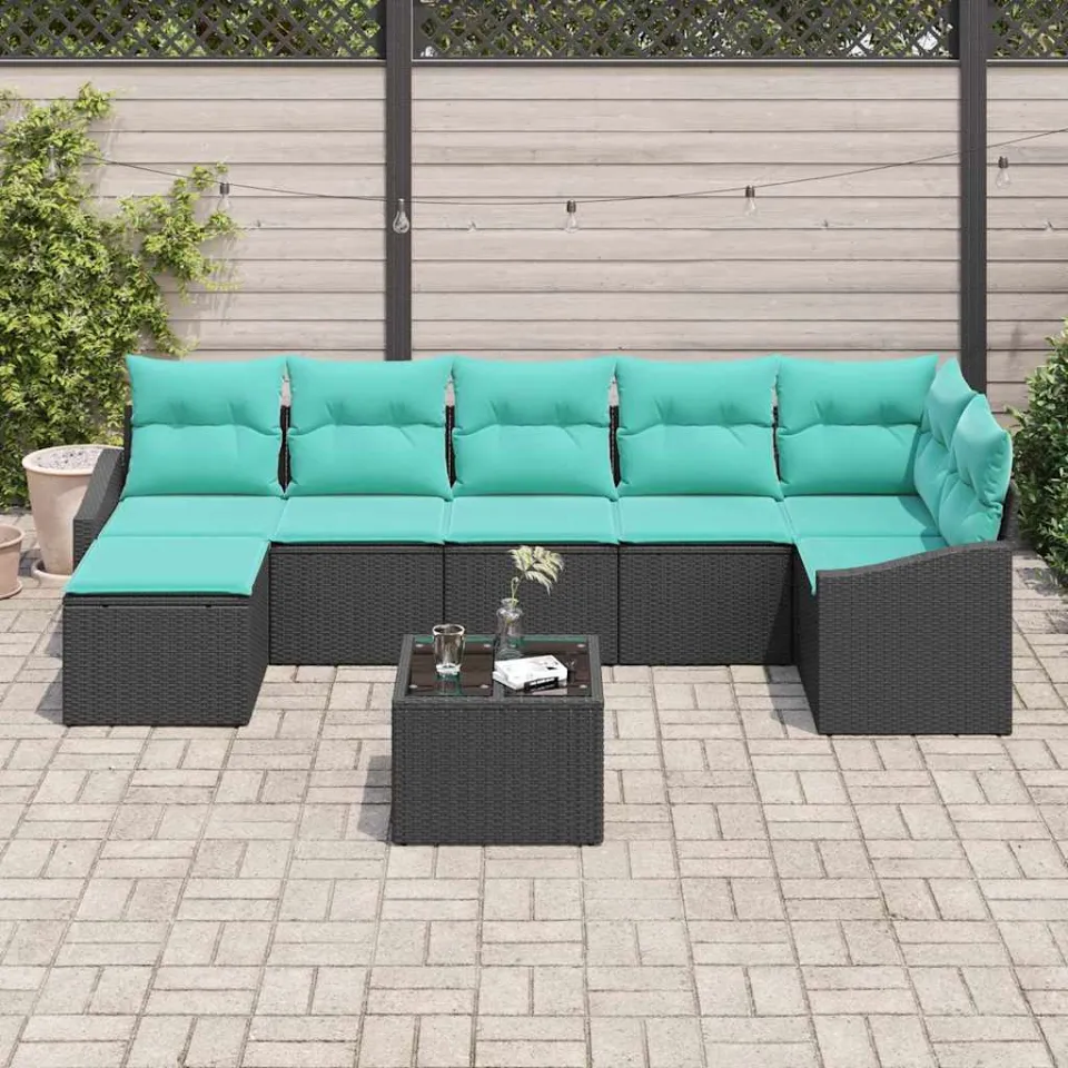 vidaXL Bankstel 8 st Zwart poly rattan, foto 2