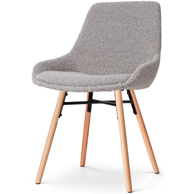 Nolon Nena-Isa eetkamerstoel bouclé taupe - houten onderstel