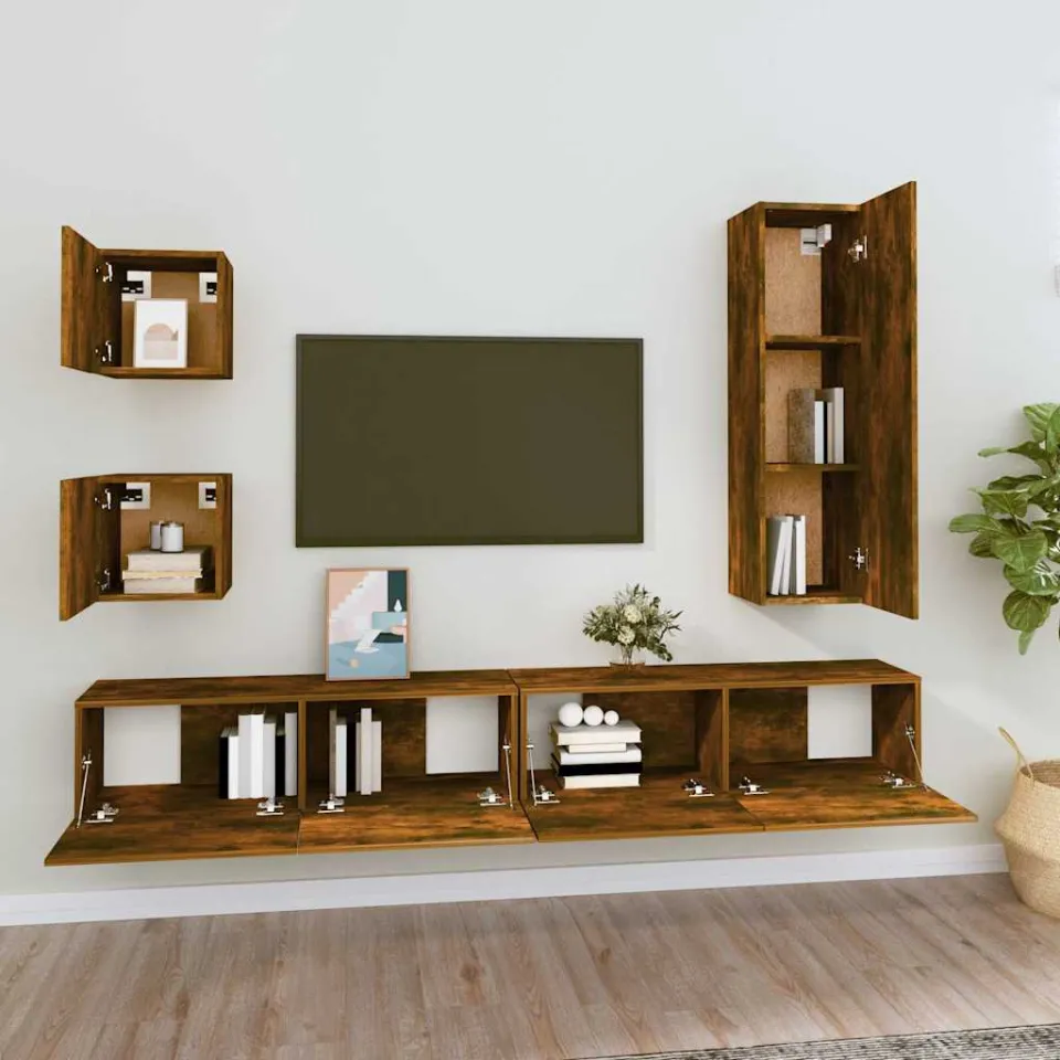 vidaXL 5-delige Tv-meubelset bewerkt hout gerookt eikenkleurig, foto 3