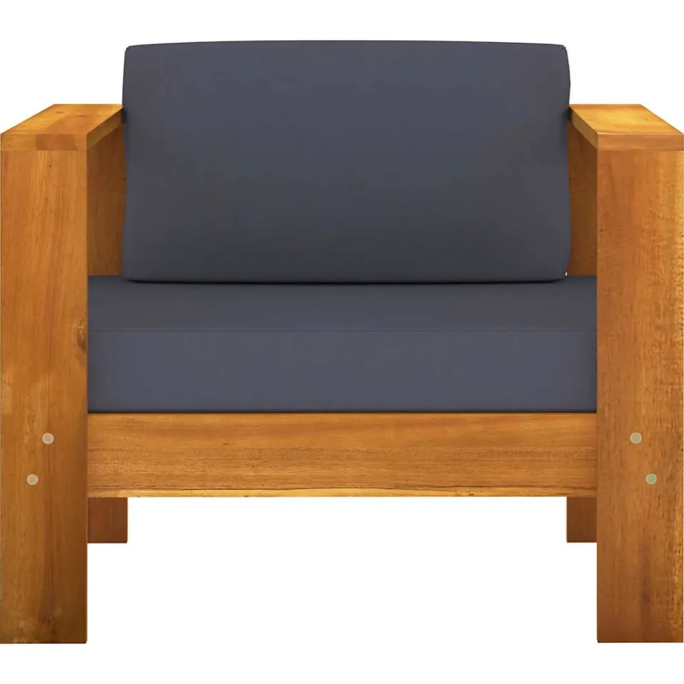 vidaXL 7-delige Loungeset met donkergrijze kussens acaciahout grijs, foto 4