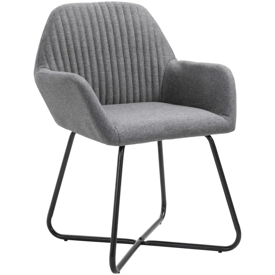 vidaXL Eetkamerstoelen 2 st stof donkergrijs grijs, foto 2