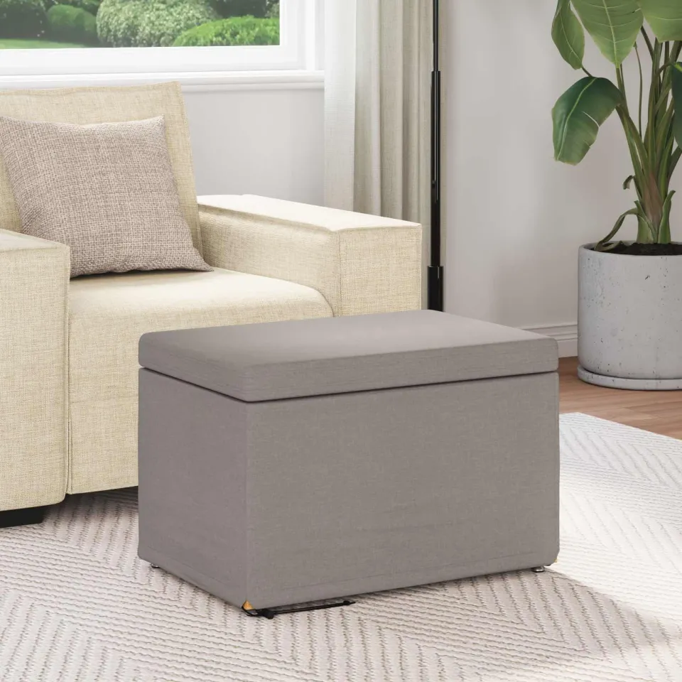vidaXL Kruk Taupe 61 x 41 x 40 cm Stof en Geëngineerd Hout