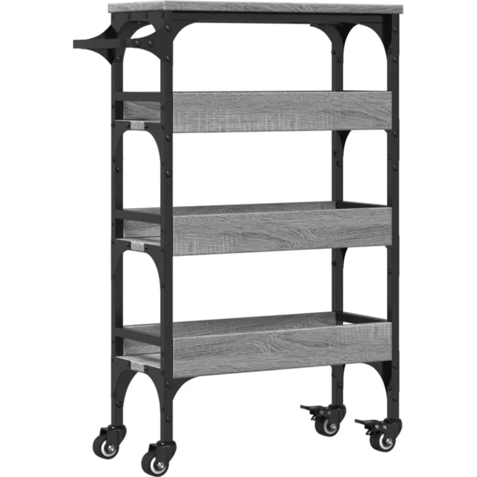 vidaXL Keukentrolley 53x20x76 cm bewerkt hout grijs sonoma eiken