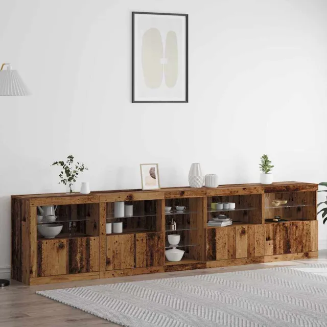 vidaXL LED Sideboard Oud hout 283 x 37 x 67 cm Bewerkt hout bruin