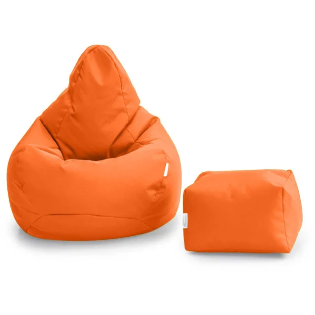 De Groen Home Gaming Zitzak Stoel met Voetenbankje Binnenshuis Buitenshuis Waterbestendig Zitzak met Ergonomisch Ontwerp Oranje, Zitzak met voetenbankje