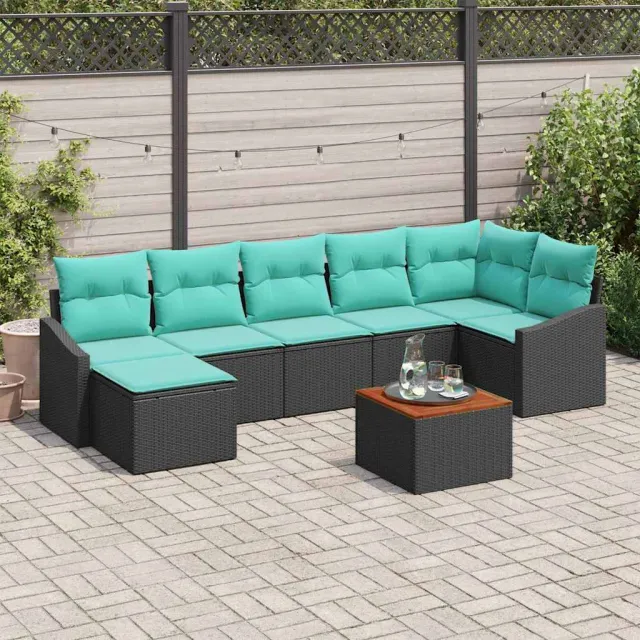 vidaXL Tuinbankenset 8 st Zwart poly rattan, foto 2