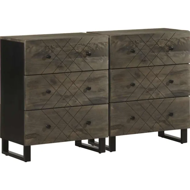 vidaXL Dressoirs 2 st 60x33x75 cm massief mangohout zwart