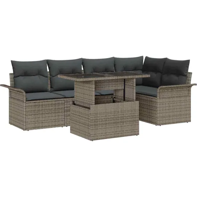 vidaXL Tuin Sofa Set 6 st Grijs [Synthetisch]: Poly Rattan, foto 2