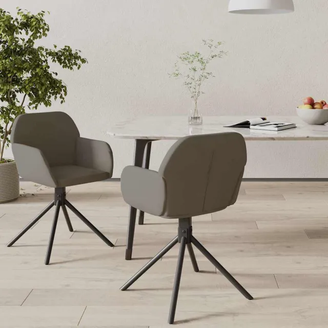 vidaXL Eetkamerstoelen draaibaar 2 st fluweel donkergrijs grijs, foto 2