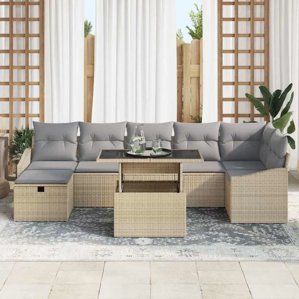 vidaXL Tuin Sofa Set 8 st poly rattan zwart, foto 3