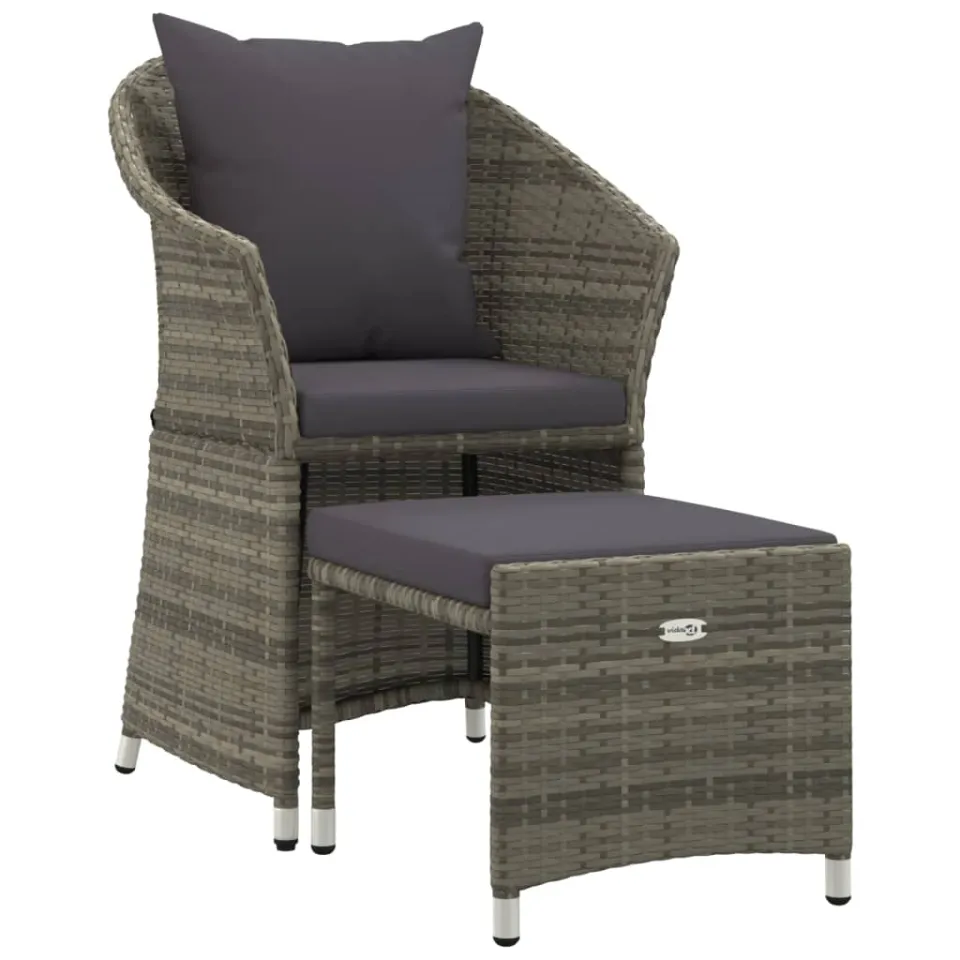 vidaXL 2-delige Loungeset met kussens poly rattan grijs, foto 3