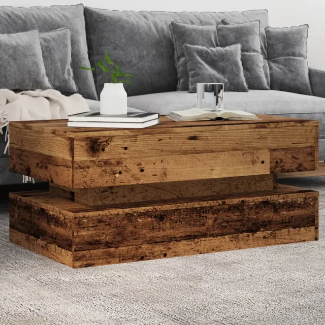 vidaXL Salontafel met LED-verlichting 90x50x40 cm oud houtkleurig bruin