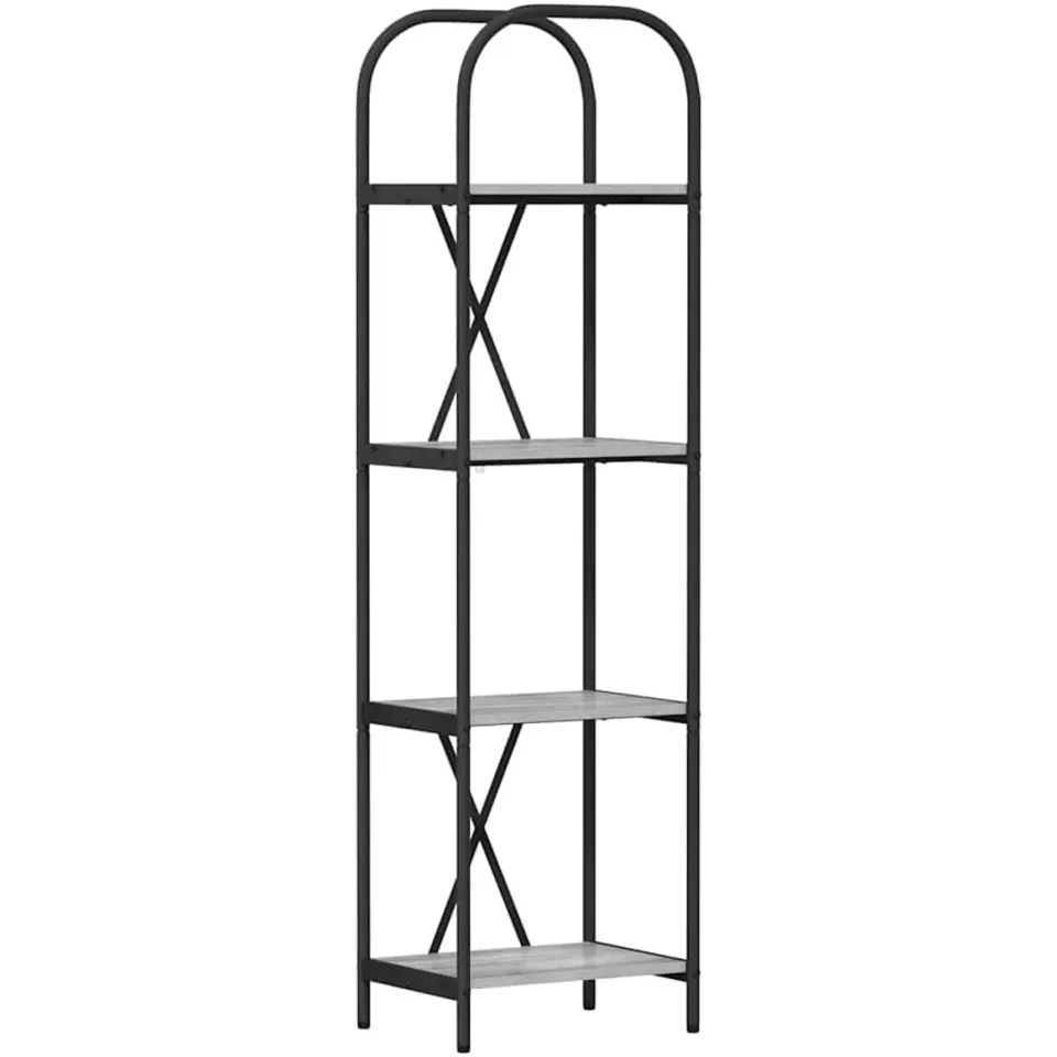 vidaXL Boekenkast 4-laags 40 x 30 x 146 cm Bewerkt hout Grijs Sonoma, foto 3