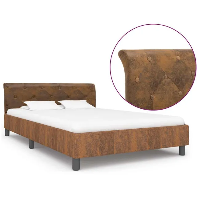 vidaXL Bedframe kunstsuède bruin 120x200 cm