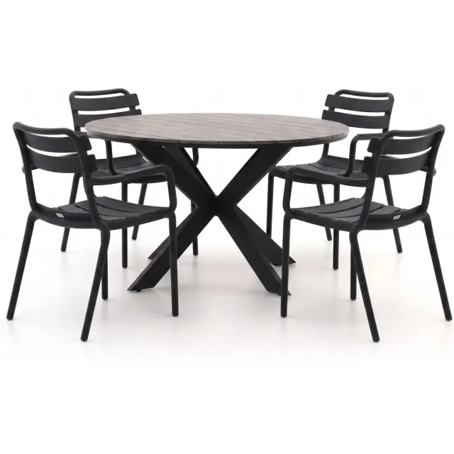Forza Furniture Forza Vico/Fidenza ø126cm dining tuinset 5-delig stapelbaar