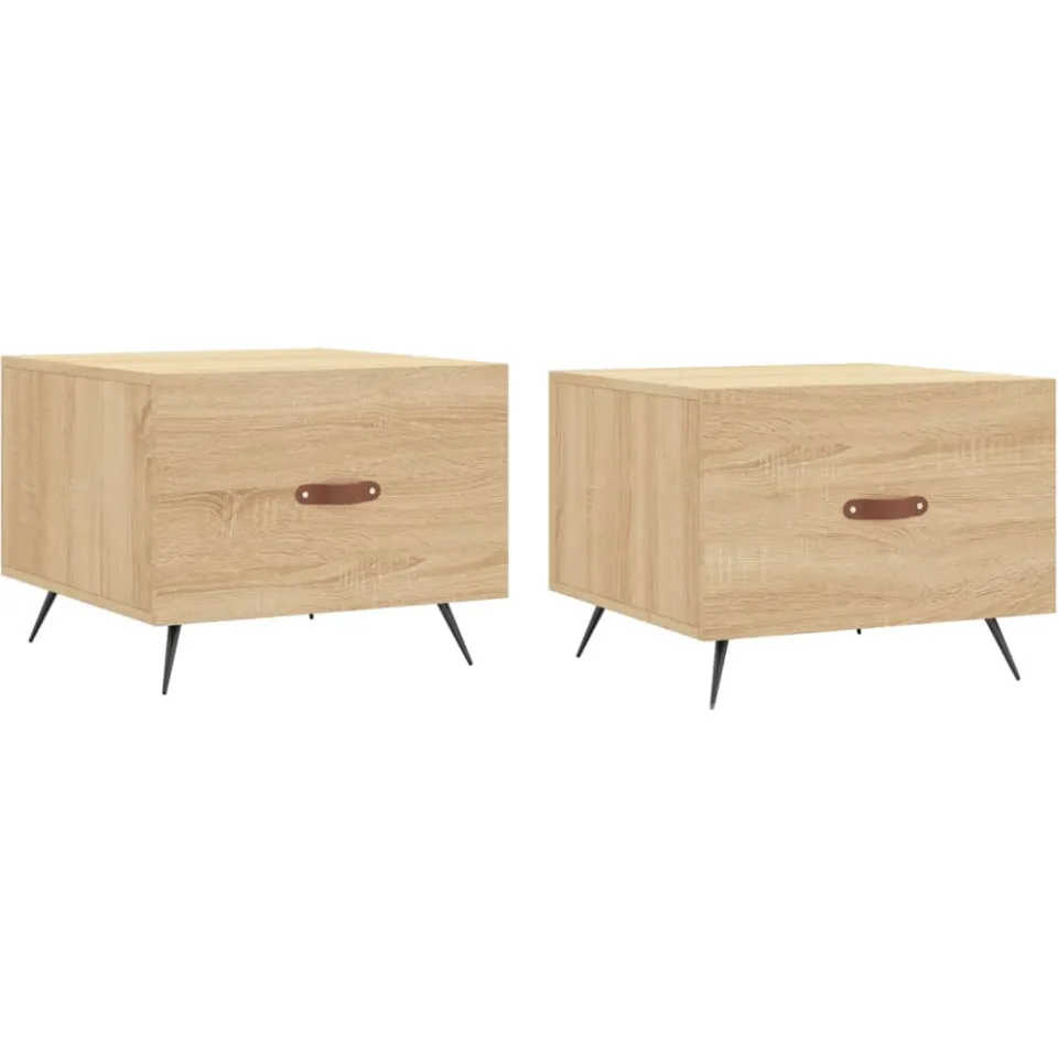 vidaXL Salontafels 2 st 50x50x40 cm bewerkt hout sonoma eikenkleurig, foto 4