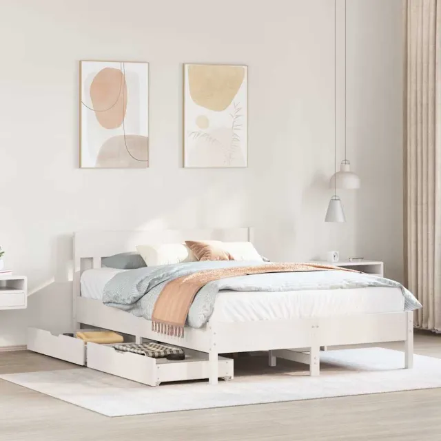 vidaXL Bedframe zonder matras massief grenenhout wit 120x200 cm