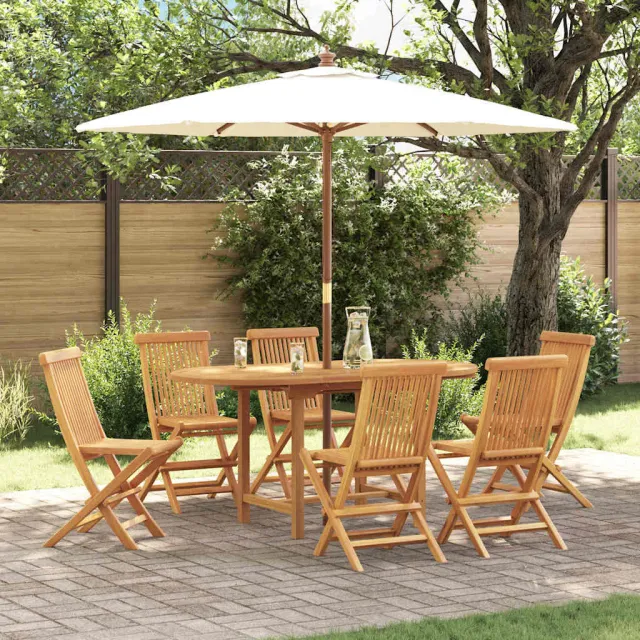 vidaXL Tuin eettafelset 7 st Bruin Massief Teakhout