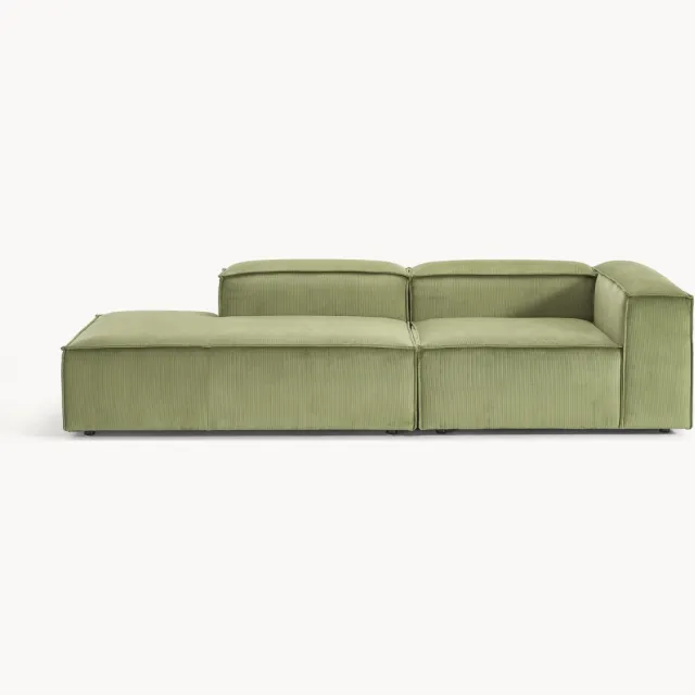 Westwing Collection Modulaire chaise longue Lennon van corduroy Groen