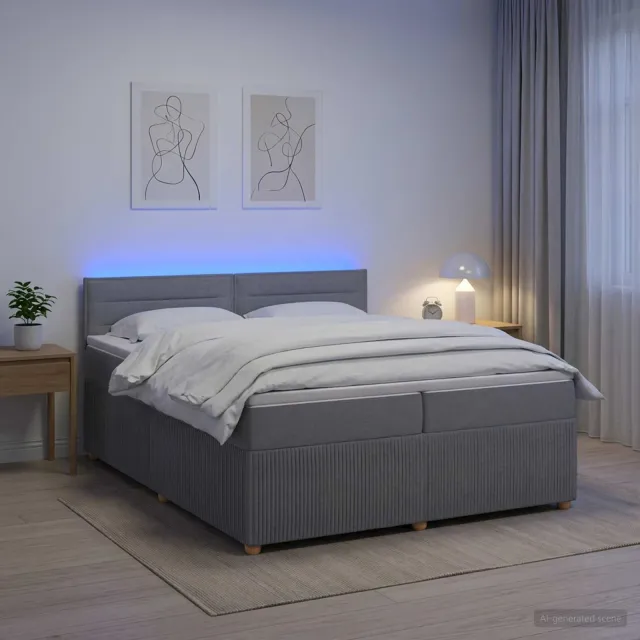 vidaXL Boxspringbed met matras Lichtgrijs 200 x 200 cm Stof