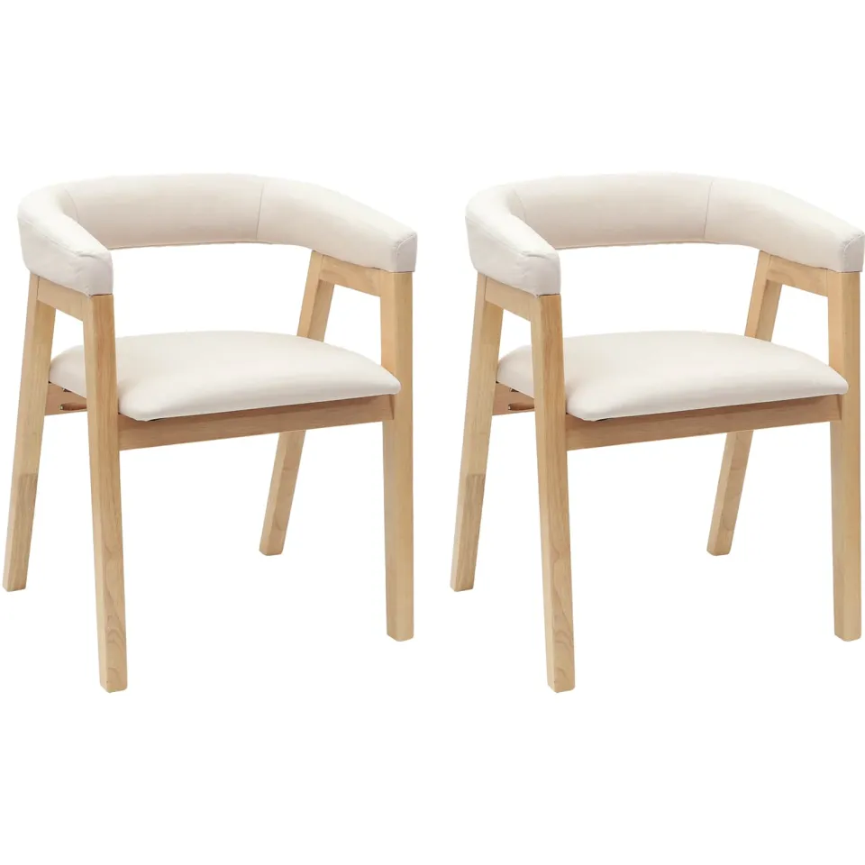 vidaXL Eettafelstoelen 2 st Massief Rubberhout Naturel 54 x 57 x 73 cm Bruin