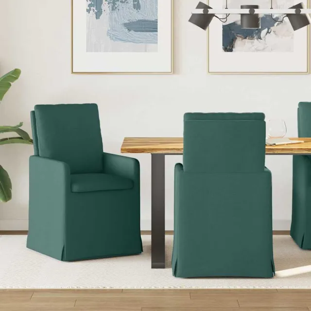vidaXL Eettafelstoelen 2 st Stof Donkergroen 57 x 67 x 98 cm groen, foto 2