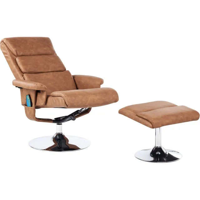 Beliani LEGEND - Relaxfauteuil met voetenbank - Bruin - Kunstleer