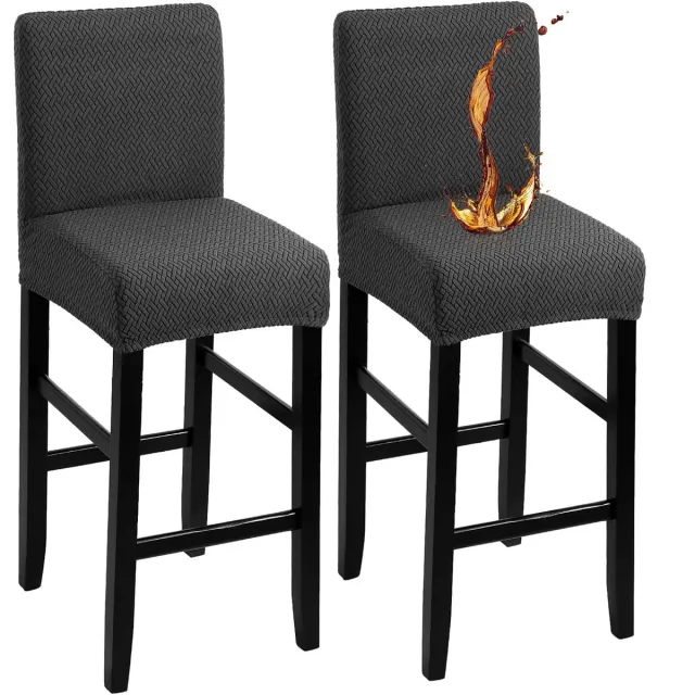 Famanu Waterdichte barkrukhoezen - stoelhoezen - stretch - barkruk bekleding met rugleuning - afneembare wasbare stoelhoezen - barkrukhoezen voor korte draaistoel - eetkamerstoel - barkruk (set van 4) Black