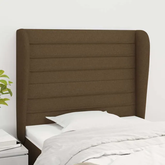 vidaXL Hoofdbord met randen 93x23x118/128 cm stof donkerbruin bruin