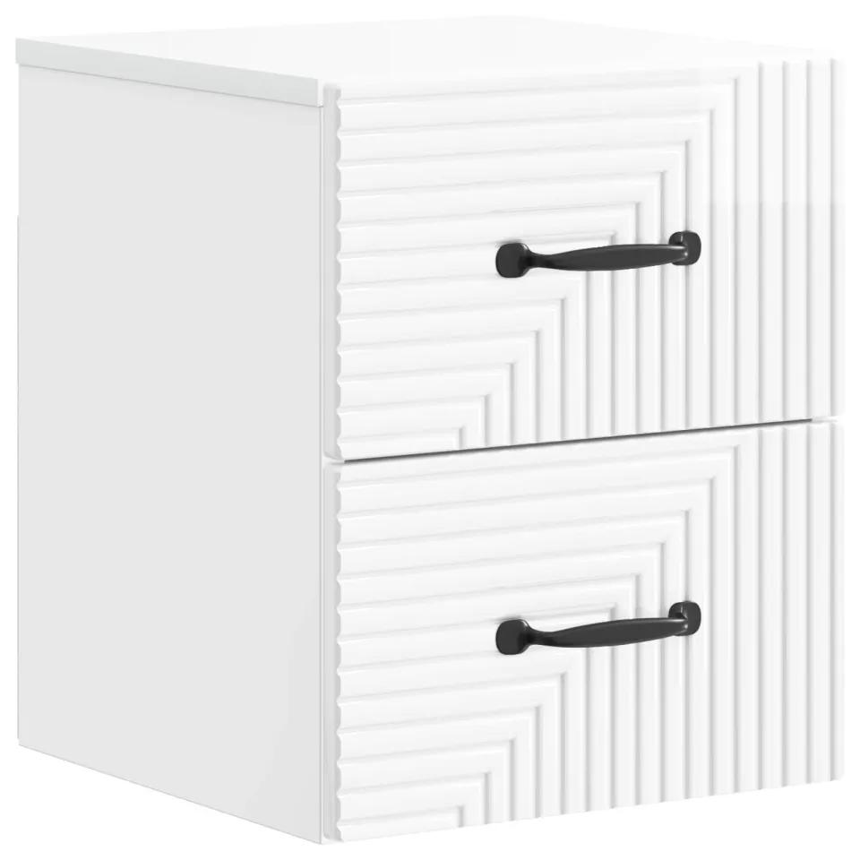 vidaXL Wandbeugel Bedkast Hoogglans Wit 34,5 x 33 x 40 cm Bewerkt hout, foto 3