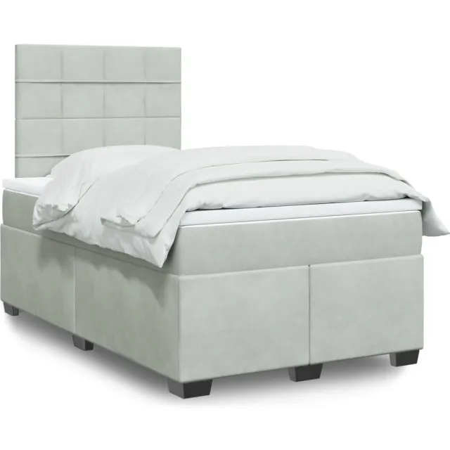 vidaXL Boxspring met matras fluweel lichtgrijs 120x190 cm grijs