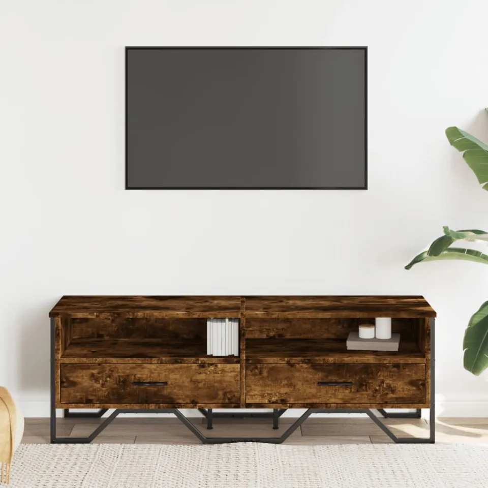 vidaXL Tv-meubel 122x34x41 cm bewerkt hout gerookt eikenkleurig, foto 2