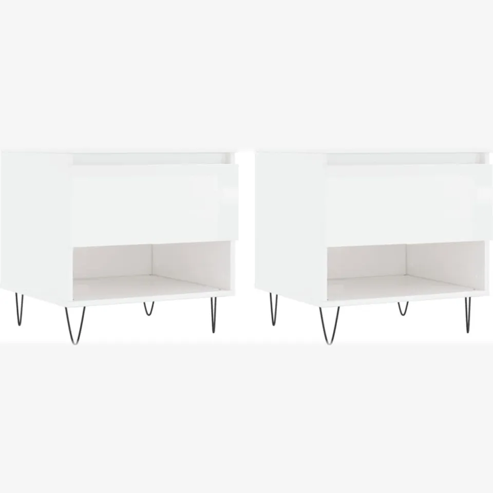 vidaXL Salontafels 2 st 50x46x50 cm bewerkt hout hoogglans wit, foto 3