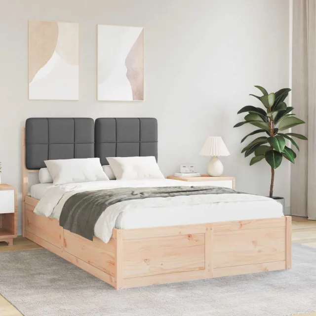 vidaXL Bedframe met Gevoerd Hoofdgedeelte Donkergrijs 120 x 200 cm