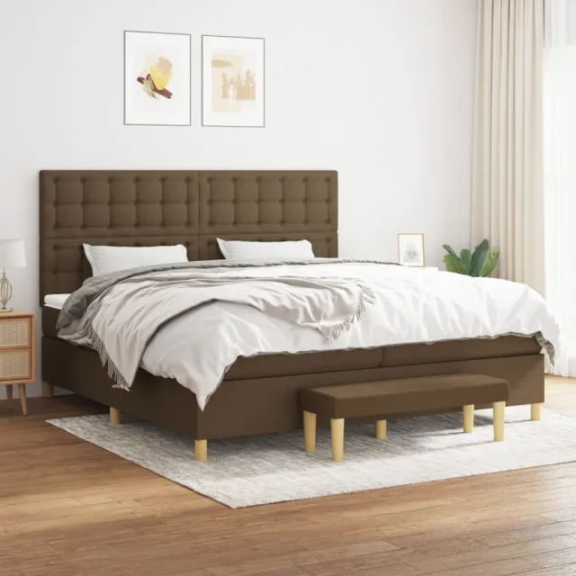 vidaXL Boxspring met matras stof donkerbruin 200x200 cm bruin