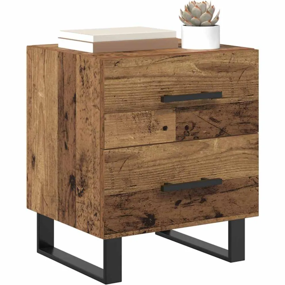 vidaXL Nachtkastje Oudhout 40 x 35 x 47,5 cm Bewerkt hout Bruin