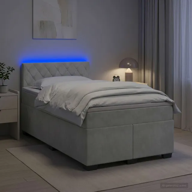 vidaXL Boxspringbed met matras Lichtgrijs 120 x 200 cm Fluweel