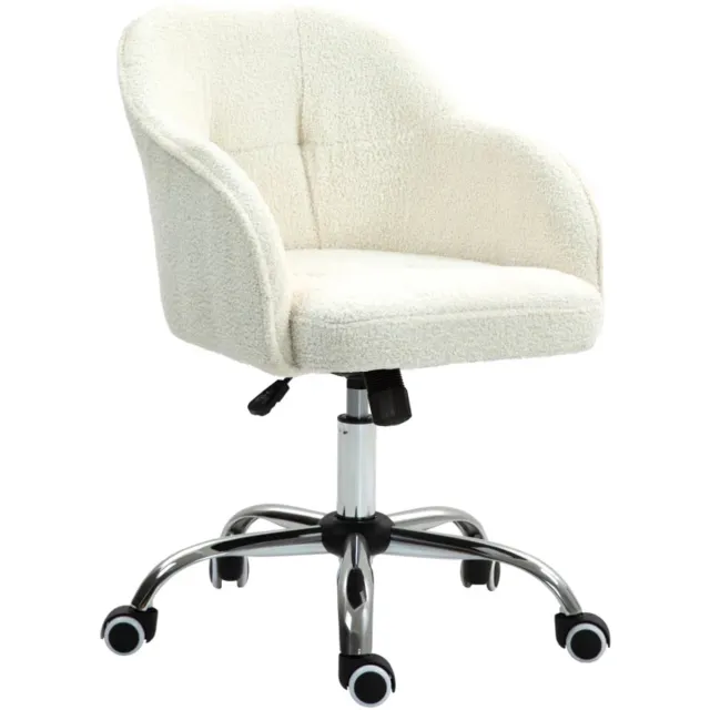 ZYLARO Ergonomische Bureaustoel met Schommelfunctie - In Hoogte Verstelbaar - 360° Draaibaar - Kantoorstoel - Gamestoel - Volwassenen Stoel - Computerstoel - Teddybeerfluweellook - Crèmewit Crème wit