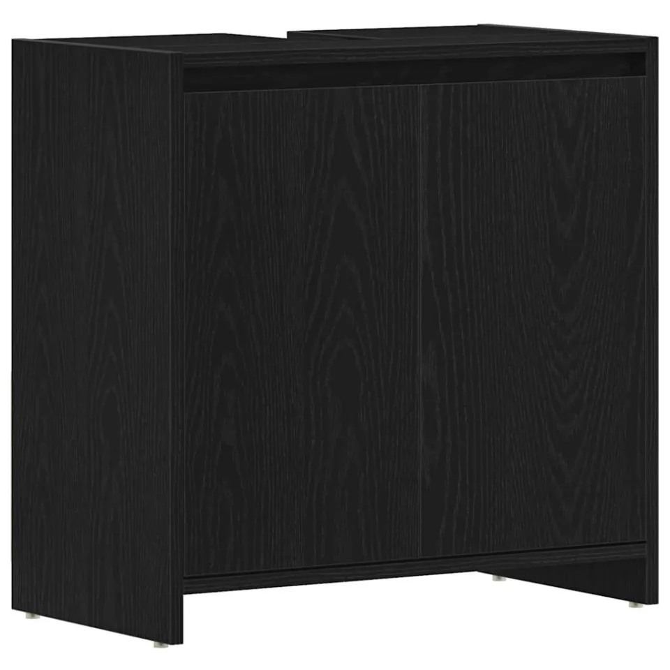 vidaXL Badkamerkast 60x33x60 cm spaanplaat zwart eikenkleurig