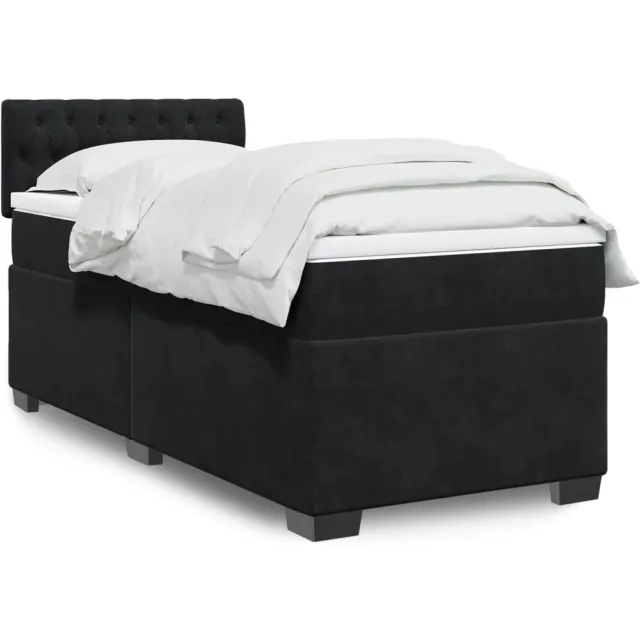 vidaXL Boxspring met matras fluweel zwart 100x200 cm