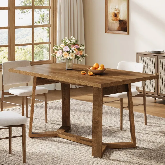 Tribesigns Eettafel -120 x 80 x 75 cm - Rustiek Bruin Rechthoek Tafel MDF Eetkamertafel Voor 4 Personen
