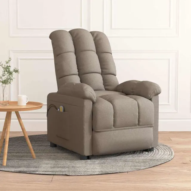 vidaXL Massagestoel elektrisch stof taupe, foto 2