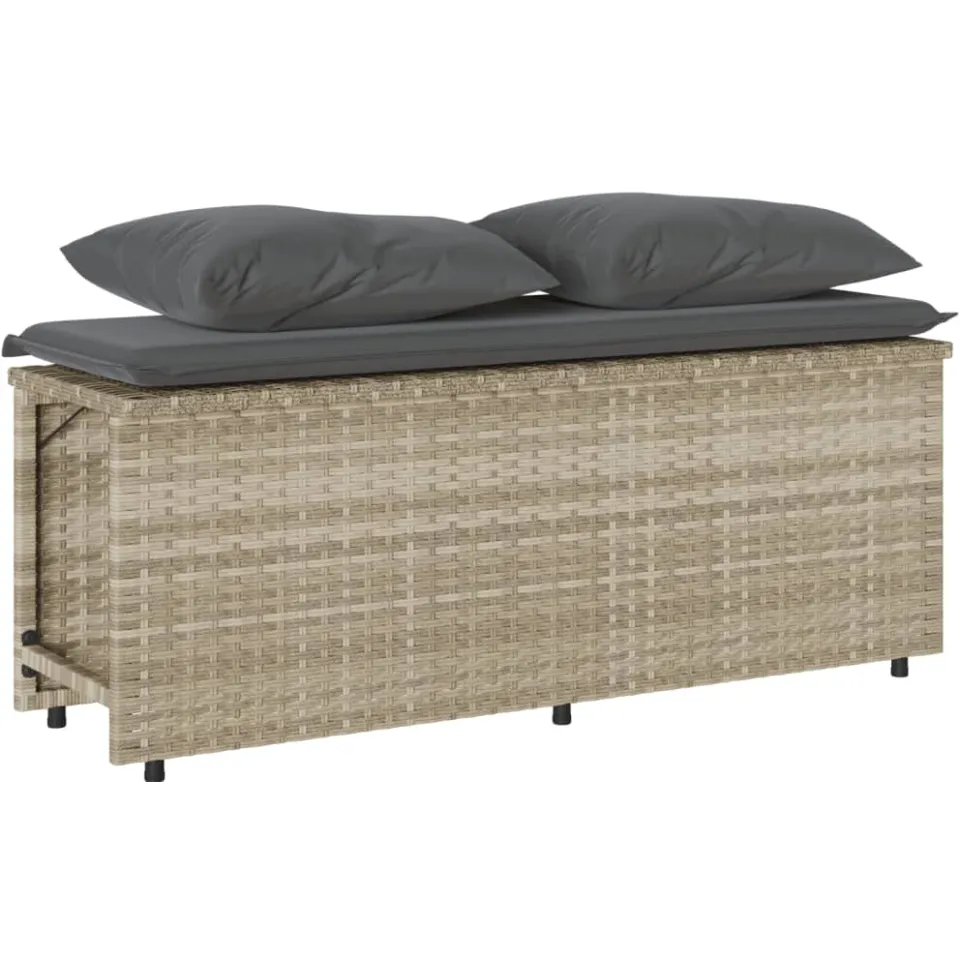 vidaXL 3-delige Tuinset met kussens poly rattan lichtgrijs